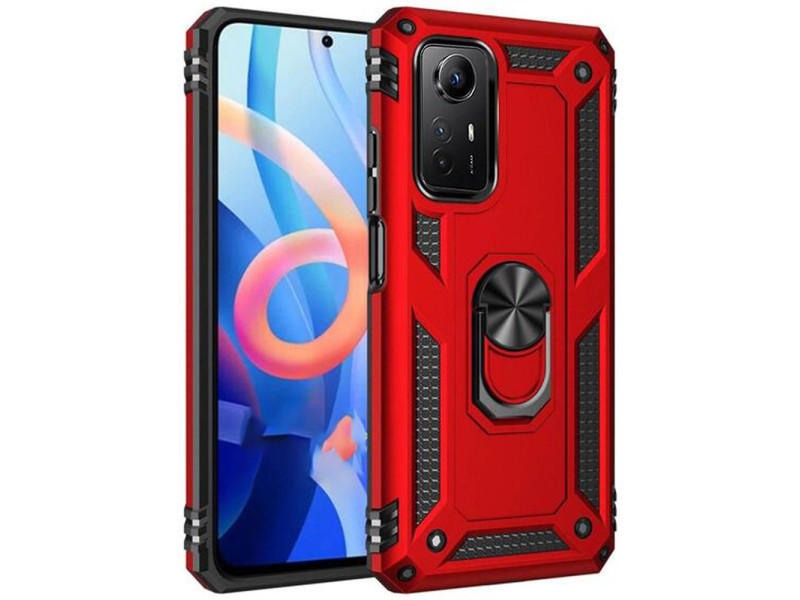 Newface Xiaomi Redmi Note 12S Kılıf Sofya Yüzüklü Silikon Kapak - Kırmızı