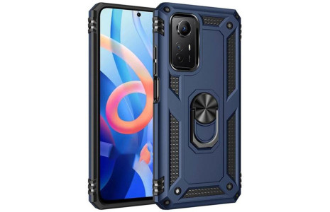 Newface Xiaomi Redmi Note 12S Kılıf Sofya Yüzüklü Silikon Kapak - Lacivert