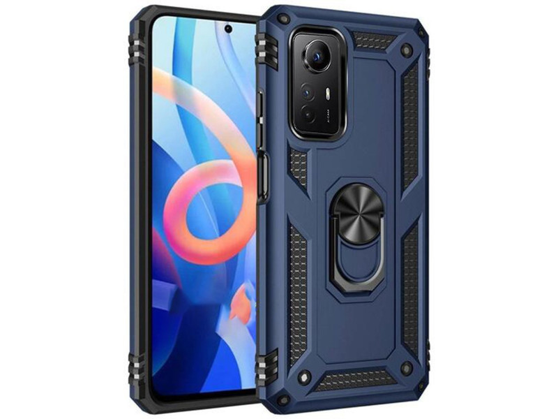 Newface Xiaomi Redmi Note 12S Kılıf Sofya Yüzüklü Silikon Kapak - Lacivert