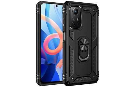 Newface Xiaomi Redmi Note 12S Kılıf Sofya Yüzüklü Silikon Kapak - Siyah