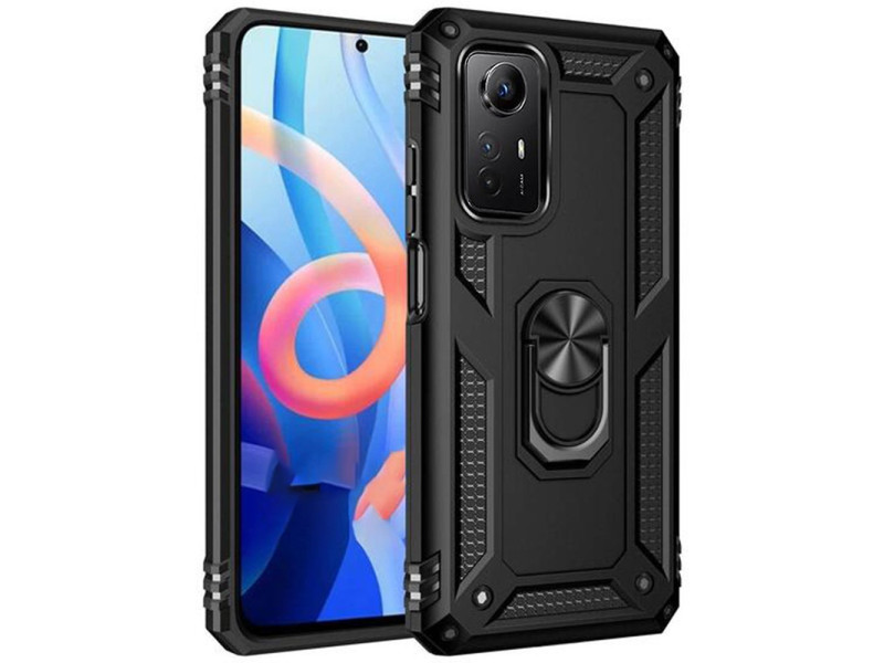 Newface Xiaomi Redmi Note 12S Kılıf Sofya Yüzüklü Silikon Kapak - Siyah