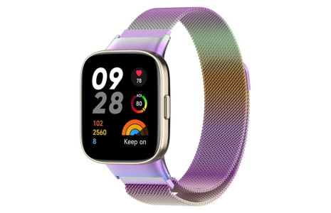 Newface Xiaomi Redmi Watch 3 Metal Mıknatıslı Kordon - Gökkuşağı