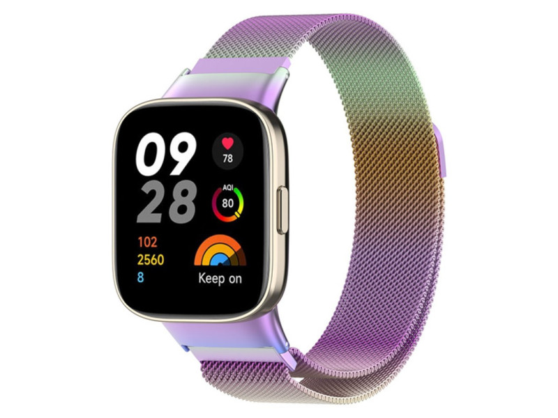 Newface Xiaomi Redmi Watch 3 Metal Mıknatıslı Kordon - Gökkuşağı