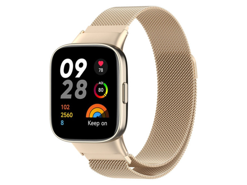 Newface Xiaomi Redmi Watch 3 Metal Mıknatıslı Kordon - Metalik Gold