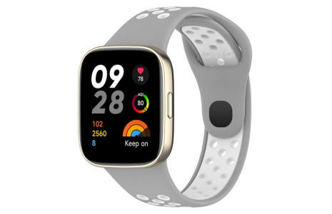Newface Xiaomi Redmi Watch 3 Spor Delikli Kordon - Gri-Beyaz