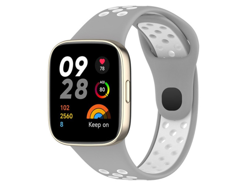 Newface Xiaomi Redmi Watch 3 Spor Delikli Kordon - Gri-Beyaz