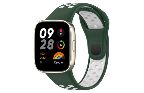 Newface Xiaomi Redmi Watch 3 Spor Delikli Kordon - Haki Yeşil-Beyaz
