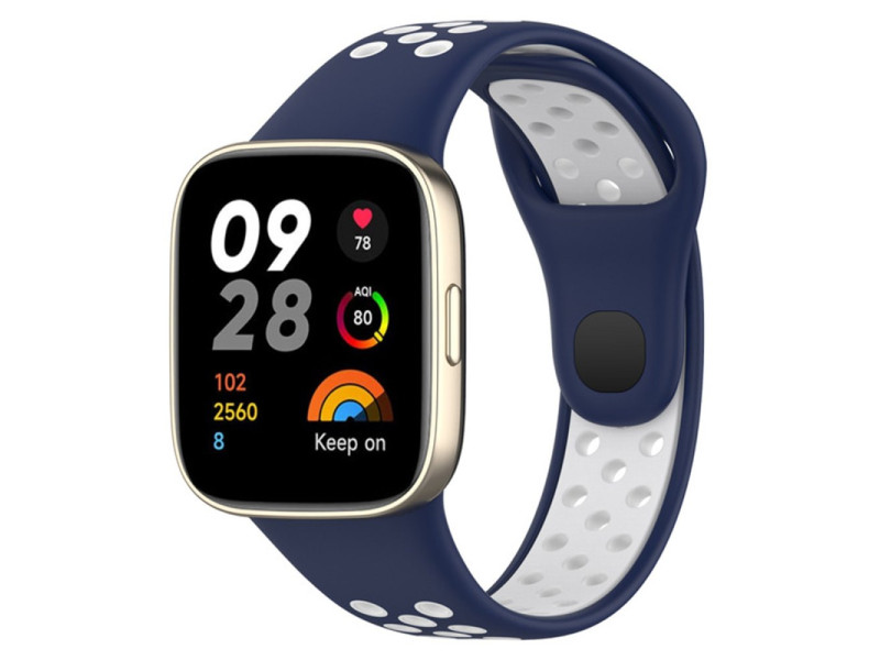 Newface Xiaomi Redmi Watch 3 Spor Delikli Kordon - Lacivert-Beyaz