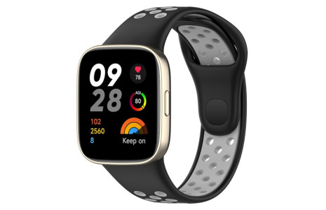 Newface Xiaomi Redmi Watch 3 Spor Delikli Kordon - Siyah-Gri