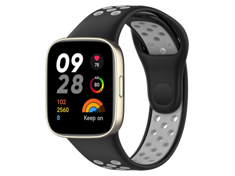 Newface Xiaomi Redmi Watch 3 Spor Delikli Kordon - Siyah-Gri