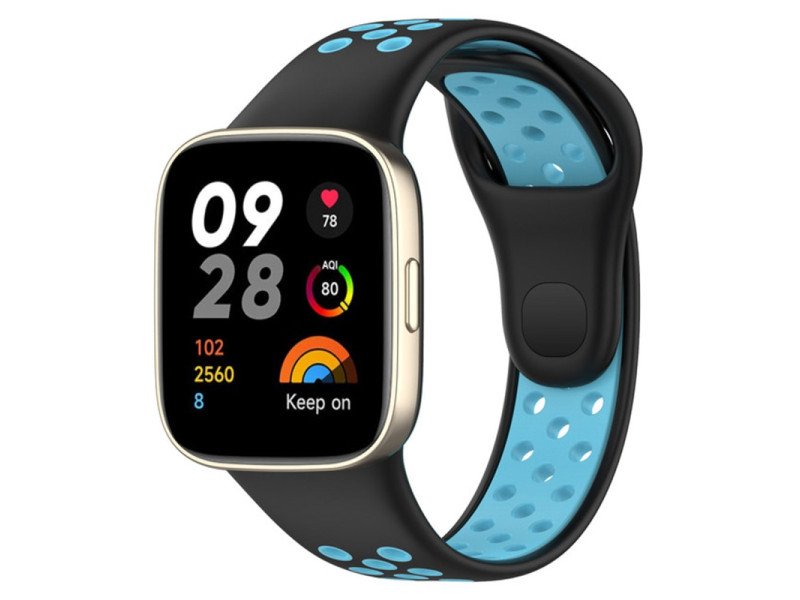 Newface Xiaomi Redmi Watch 3 Spor Delikli Kordon - Siyah-Mavi