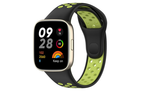Newface Xiaomi Redmi Watch 3 Spor Delikli Kordon - Siyah-Yeşil