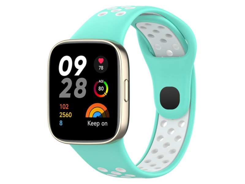 Newface Xiaomi Redmi Watch 3 Spor Delikli Kordon - Turkuaz-Beyaz