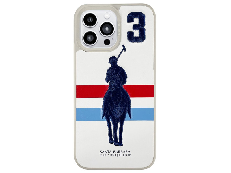 Santa Barbara Polo Racquet Club iPhone 13 Pro Garner Deri Kapak - Beyaz