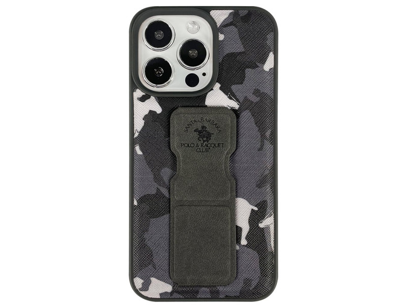 Santa Barbara Polo Racquet Club iPhone 13 Pro Max Enos Standlı Kapak - Gri