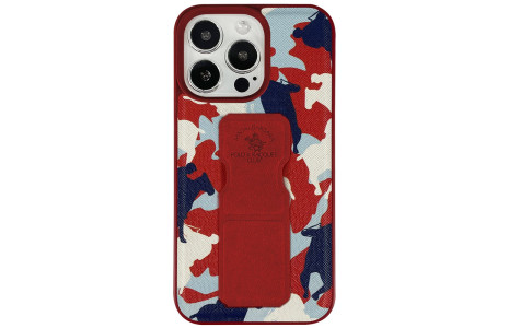 Santa Barbara Polo Racquet Club iPhone 13 Pro Max Enos Standlı Kapak - Kırmızı