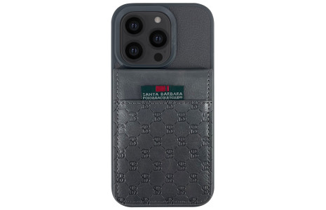 Santa Barbara Polo Racquet Club iPhone 13 Pro Max Hulda Kartvizitli Kapak - Gri