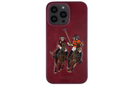 Santa Barbara Polo Racquet Club iPhone 13 Pro Max Jockey Deri Kapak - Kırmızı