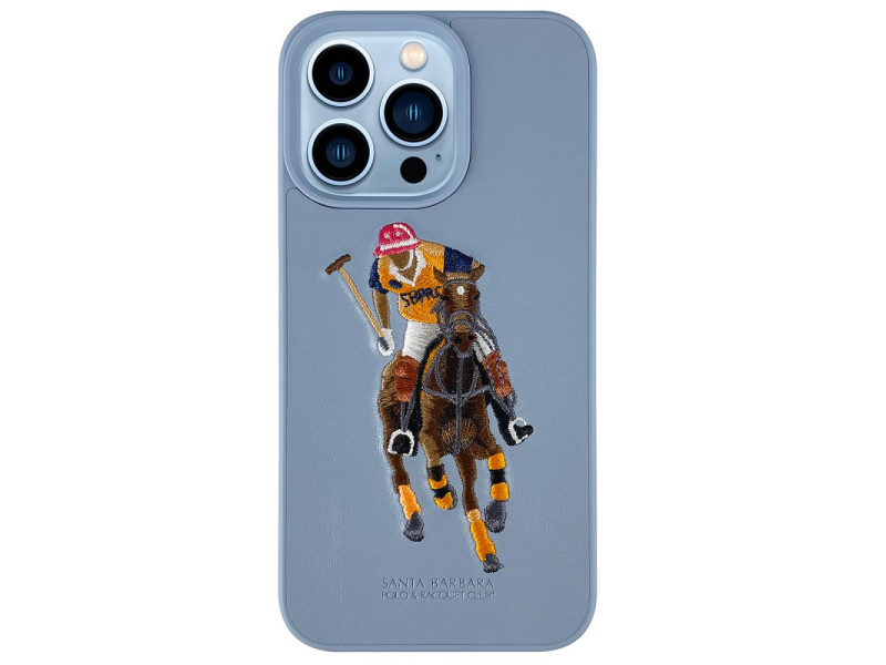 Santa Barbara Polo Racquet Club iPhone 13 Pro Max Jockey Deri Kapak - Mavi