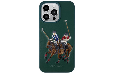 Santa Barbara Polo Racquet Club iPhone 13 Pro Max Jockey Deri Kapak - Yeşil