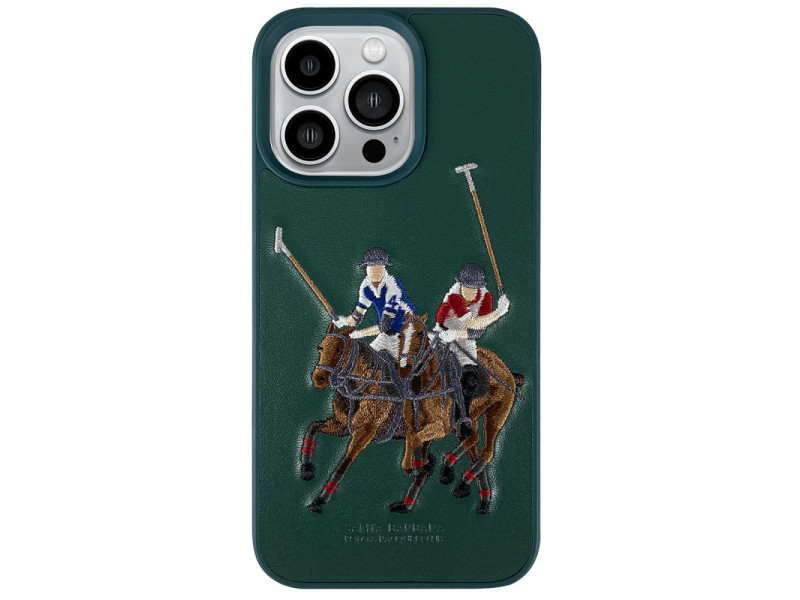 Santa Barbara Polo Racquet Club iPhone 13 Pro Max Jockey Deri Kapak - Yeşil