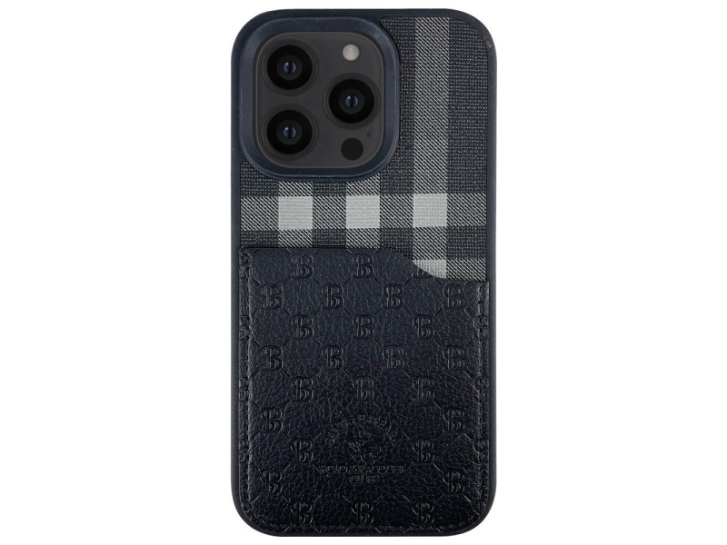 Santa Barbara Polo Racquet Club iPhone 13 Pro Plaid Kartvizitli Kapak - Siyah