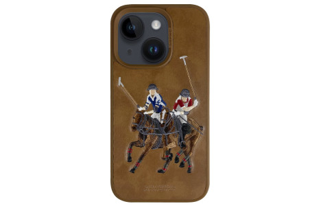 Santa Barbara Polo Racquet Club iPhone 14 Jockey Deri Kapak - Kahverengi