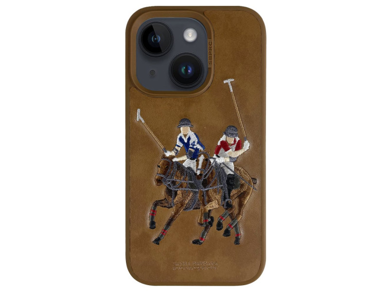 Santa Barbara Polo Racquet Club iPhone 14 Jockey Deri Kapak - Kahverengi