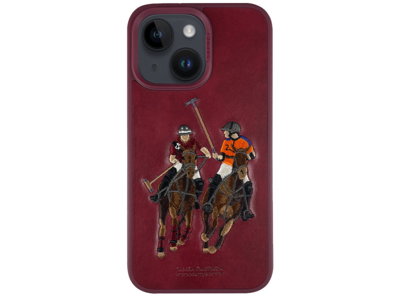 Santa Barbara Polo Racquet Club iPhone 14 Jockey Deri Kapak - Kırmızı
