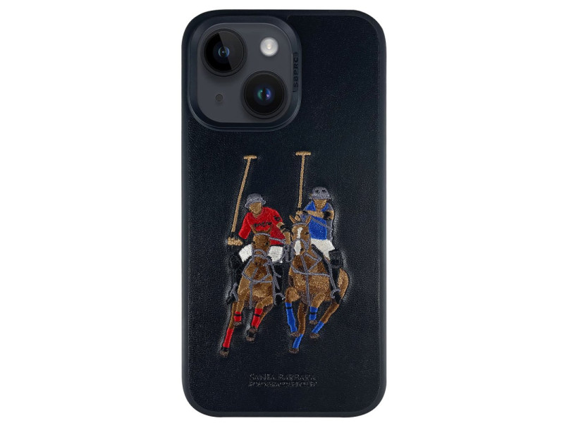 Santa Barbara Polo Racquet Club iPhone 14 Jockey Deri Kapak - Siyah