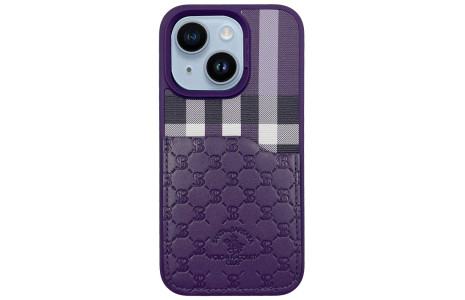 Santa Barbara Polo Racquet Club iPhone 14 Plaid Kartvizitli Kapak - Mor