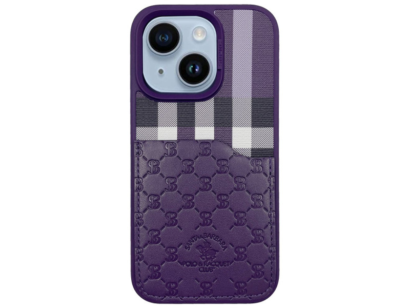 Santa Barbara Polo Racquet Club iPhone 14 Plaid Kartvizitli Kapak - Mor