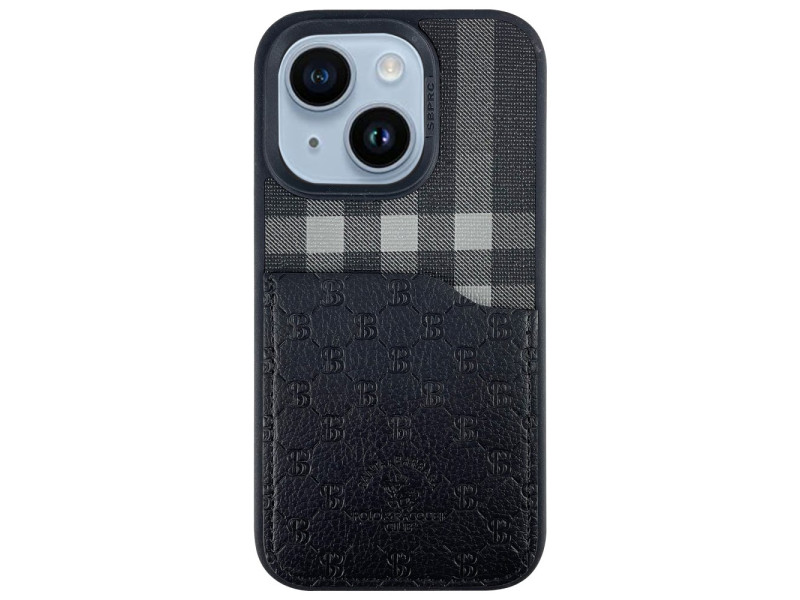 Santa Barbara Polo Racquet Club iPhone 14 Plaid Kartvizitli Kapak - Siyah