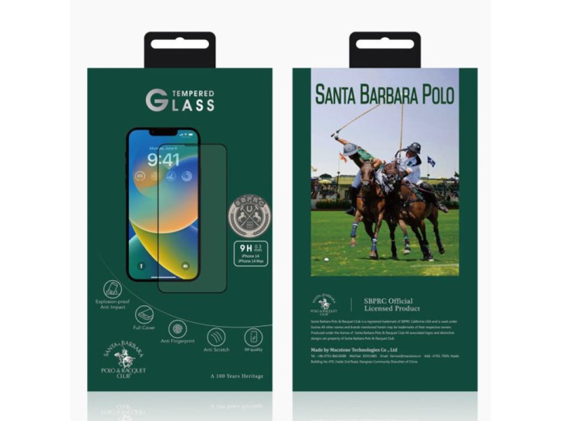 Santa Barbara Polo Racquet Club iPhone 14 Pro Max 3D Premium Cam Ekran Koruyucu - Siyah