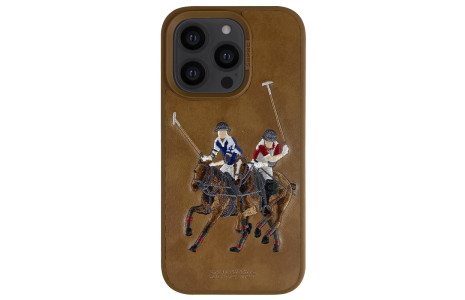 Santa Barbara Polo Racquet Club iPhone 14 Pro Max Jockey Deri Kapak - Kahverengi
