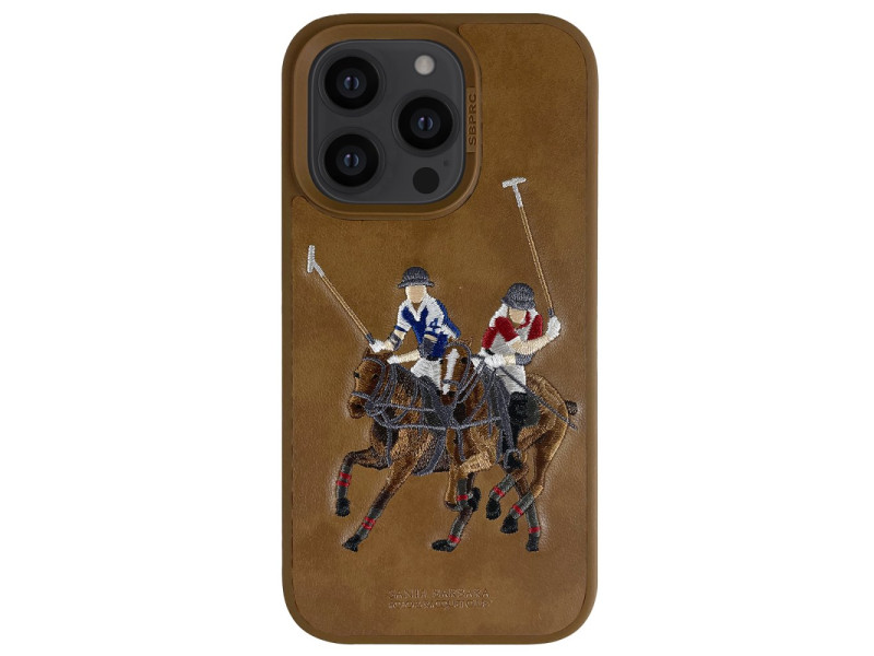 Santa Barbara Polo Racquet Club iPhone 14 Pro Max Jockey Deri Kapak - Kahverengi