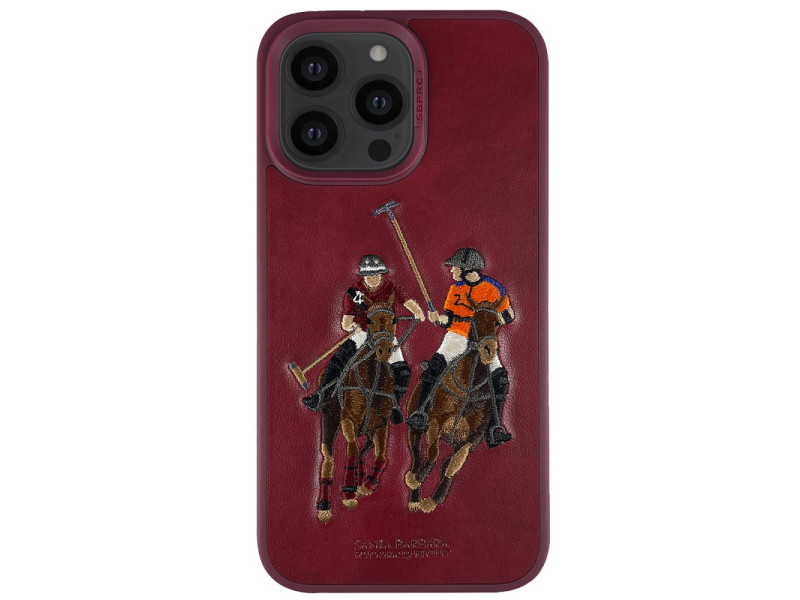 Santa Barbara Polo Racquet Club iPhone 14 Pro Max Jockey Deri Kapak - Kırmızı