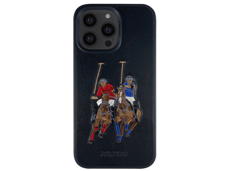 Santa Barbara Polo Racquet Club iPhone 14 Pro Max Jockey Deri Kapak - Siyah