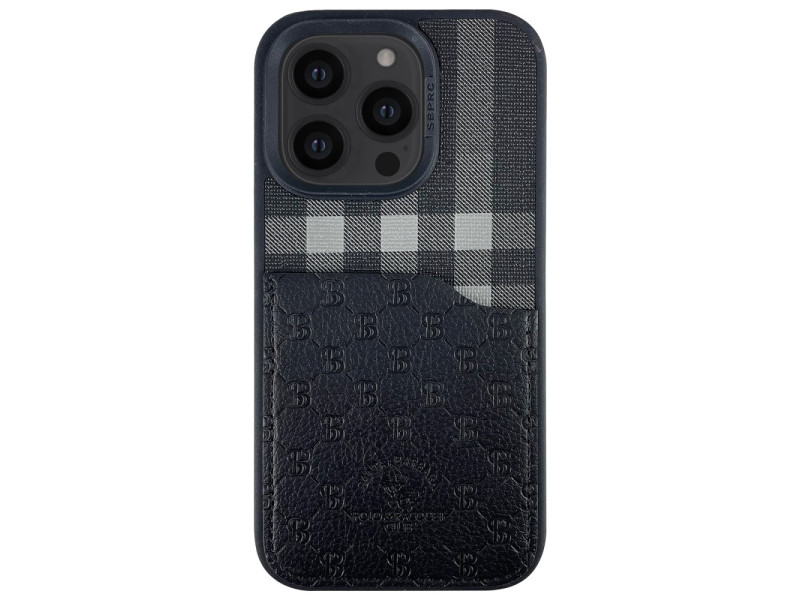 Santa Barbara Polo Racquet Club iPhone 14 Pro Max Plaid Kartvizitli Kapak - Siyah