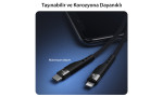 Yesido CA115 3M 27W Hasırlı Type-C to Lightning PD Hızlı Şarj Kablosu - Siyah