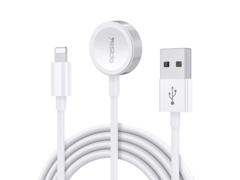 Yesido CA70 2in1 1.5M 2W Apple Watch Şarjı ve 2.4A Lightning Hızlı Şarj Kablosu - Beyaz