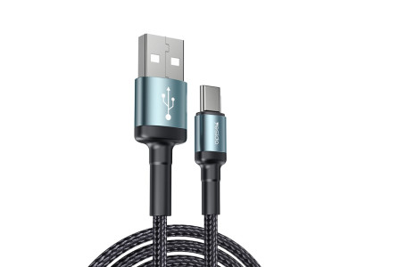 Yesido CA74 1.2M 2.4A Hasırlı Usb to Type-C Hızlı Şarj Kablosu - Siyah