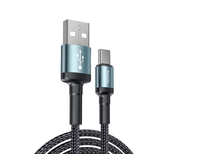 Yesido CA74 1.2M 2.4A Hasırlı Usb to Type-C Hızlı Şarj Kablosu - Siyah