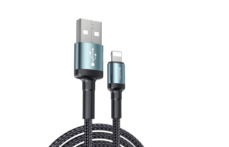 Yesido CA75 2M 2.4A Hasırlı Usb to Lightning Hızlı Şarj Kablosu - Siyah