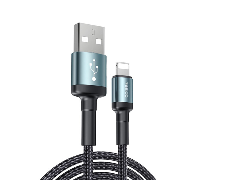 Yesido CA75 2M 2.4A Hasırlı Usb to Lightning Hızlı Şarj Kablosu - Siyah