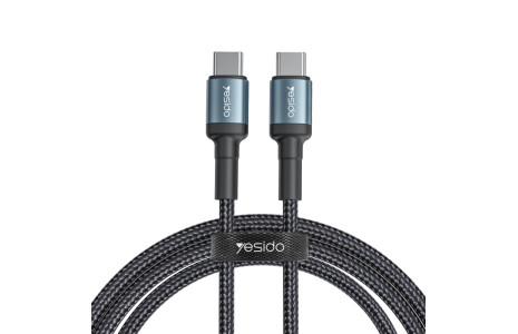 Yesido CA79 2M 60W Hasırlı Type-C to Type-C PD Hızlı Şarj Kablosu - Siyah