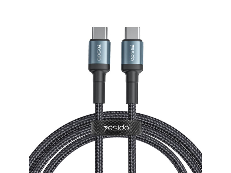 Yesido CA79 2M 60W Hasırlı Type-C to Type-C PD Hızlı Şarj Kablosu - Siyah