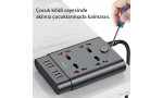 Yesido MC08 10in1 6 Adet Usb ve 4 Adet Priz Dönüştürücü 1.8M - Siyah