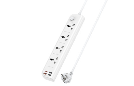 Yesido MC18 8in1 3 Adet Usb 1 Adet Type-C ve 4 Adet Priz Dönüştürücü 2M - Beyaz
