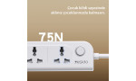 Yesido MC18 8in1 3 Adet Usb 1 Adet Type-C ve 4 Adet Priz Dönüştürücü 2M - Beyaz